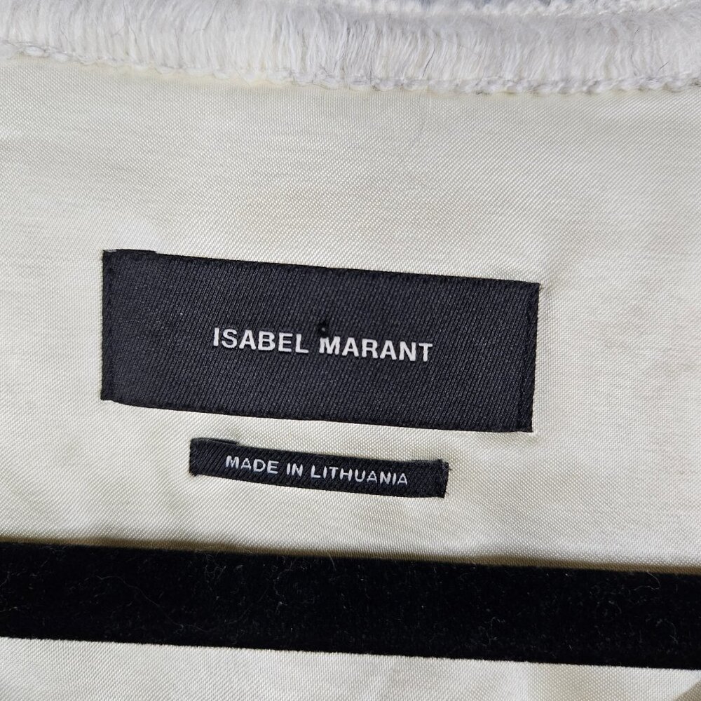 Isabel Marant Tweed Button Jacket Beige Raw-Edge Trim collarless Women's Size 40 - Picture 5 of 11
